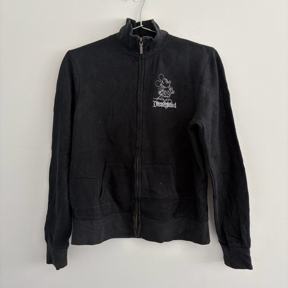 Disney Parks Disneyland Mickey Mouse Full Zip Sweatshirt Jacket Black Medium
